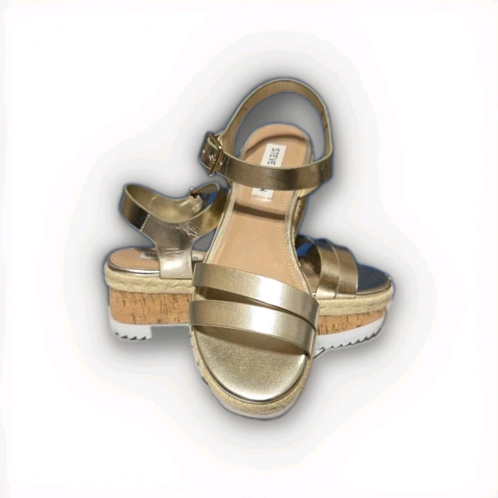 Steve Madden Platform Sandals Size 6.5 Hype Gold Cork